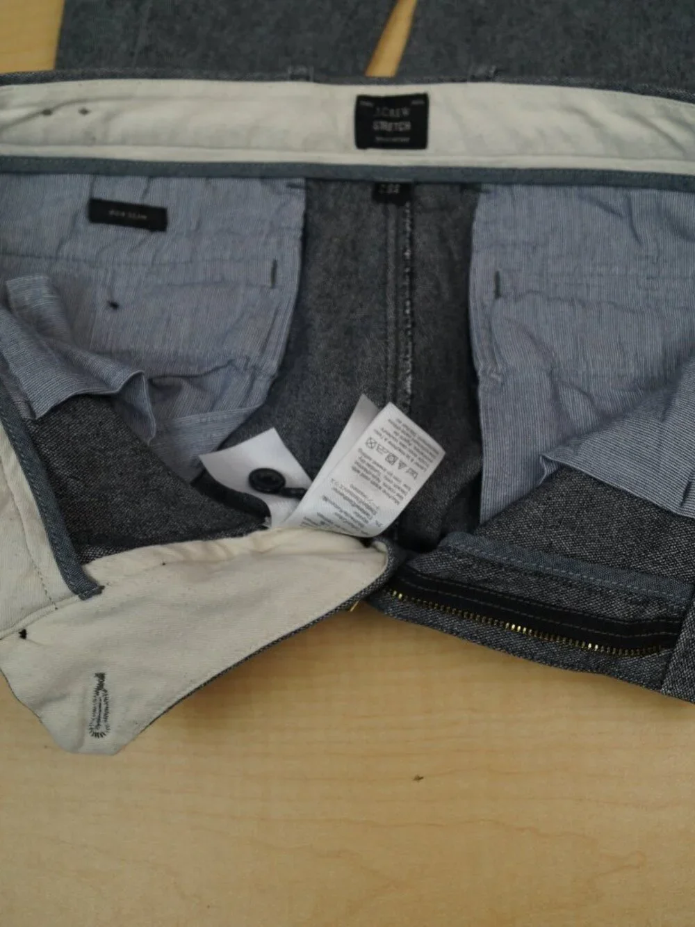 J Crew Stretch 484 Slim Stretch Chino Pants Gray Chambray Straight Mens 32 x 32